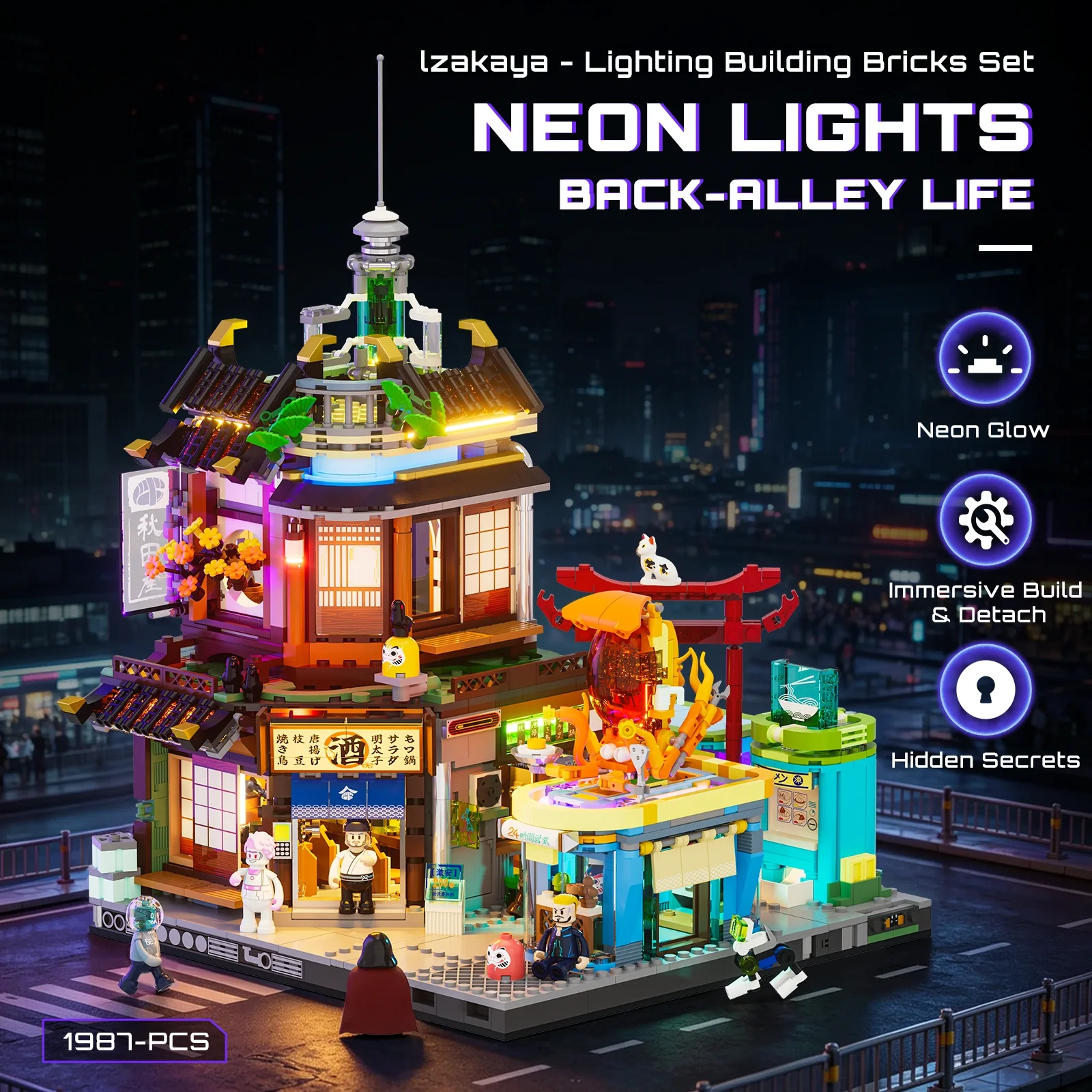 Lumibricks 17004 Cyberpunk Izakaya mit LED | Neon Gasse – Bild 12