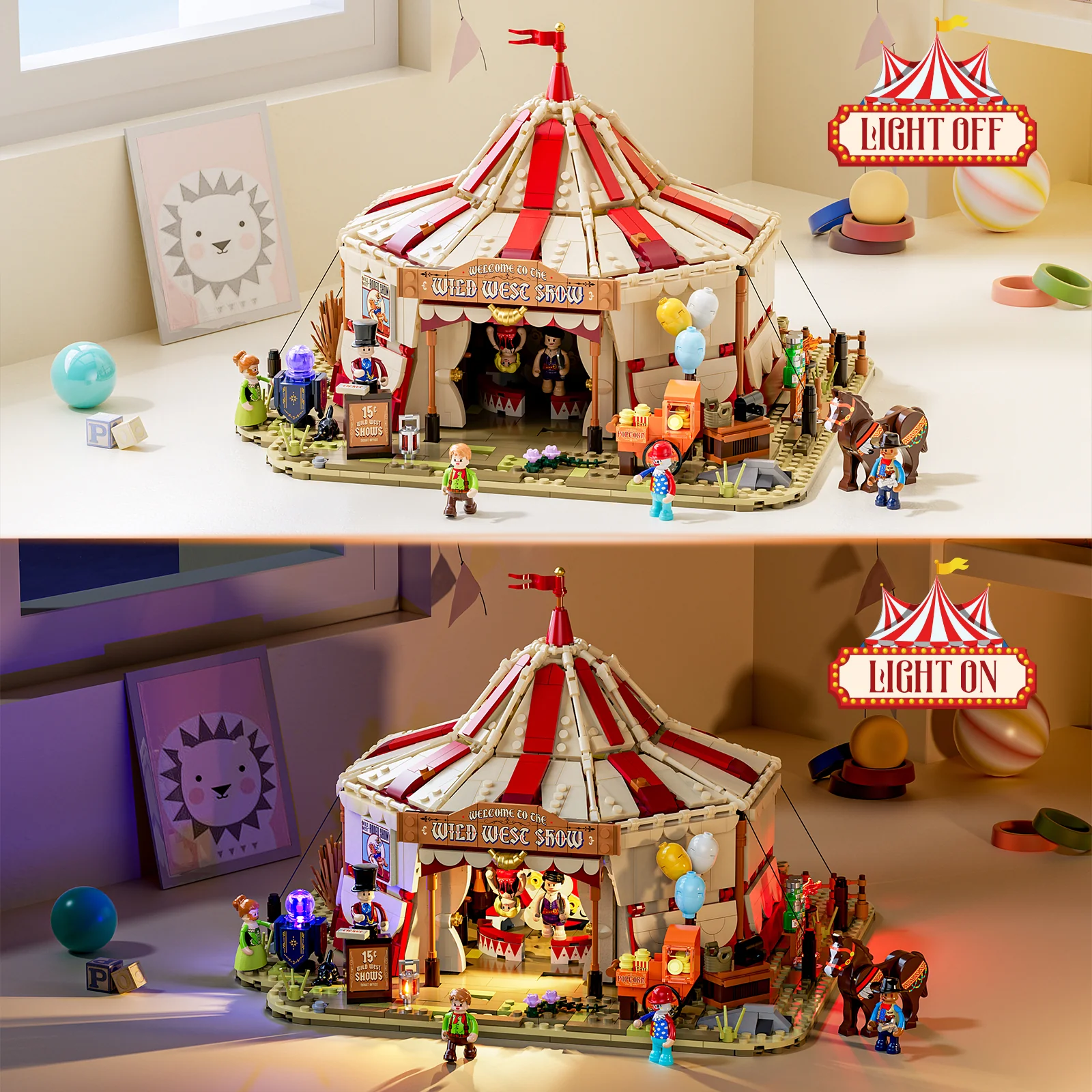 Lumibricks L9079 Western-Wanderzirkus mit LED | 1962 Teile Western – Bild 10