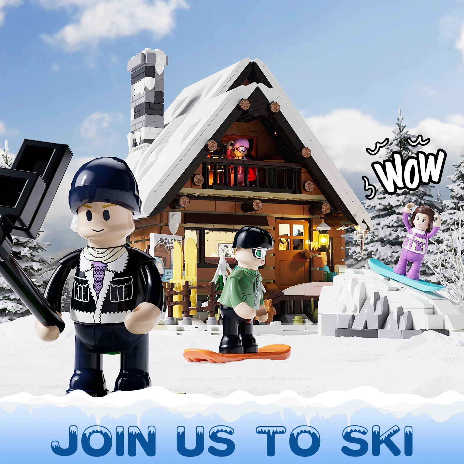 Lumibricks F9041 Ski Lodge mit LED | 2187 Teile Skihütte – Bild 14