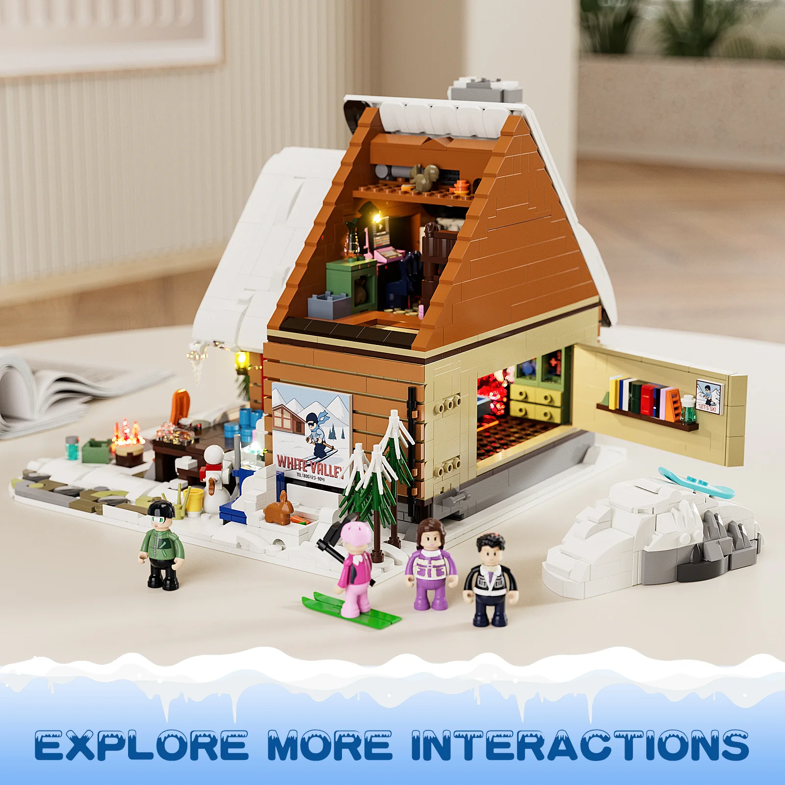 Lumibricks F9041 Ski Lodge mit LED | 2187 Teile Skihütte – Bild 7