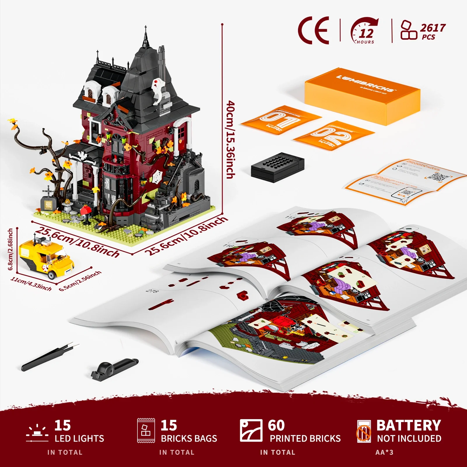 Lumibricks 20005 Midnight Haunted Mansion mit LED | 2617 Teile – Bild 18