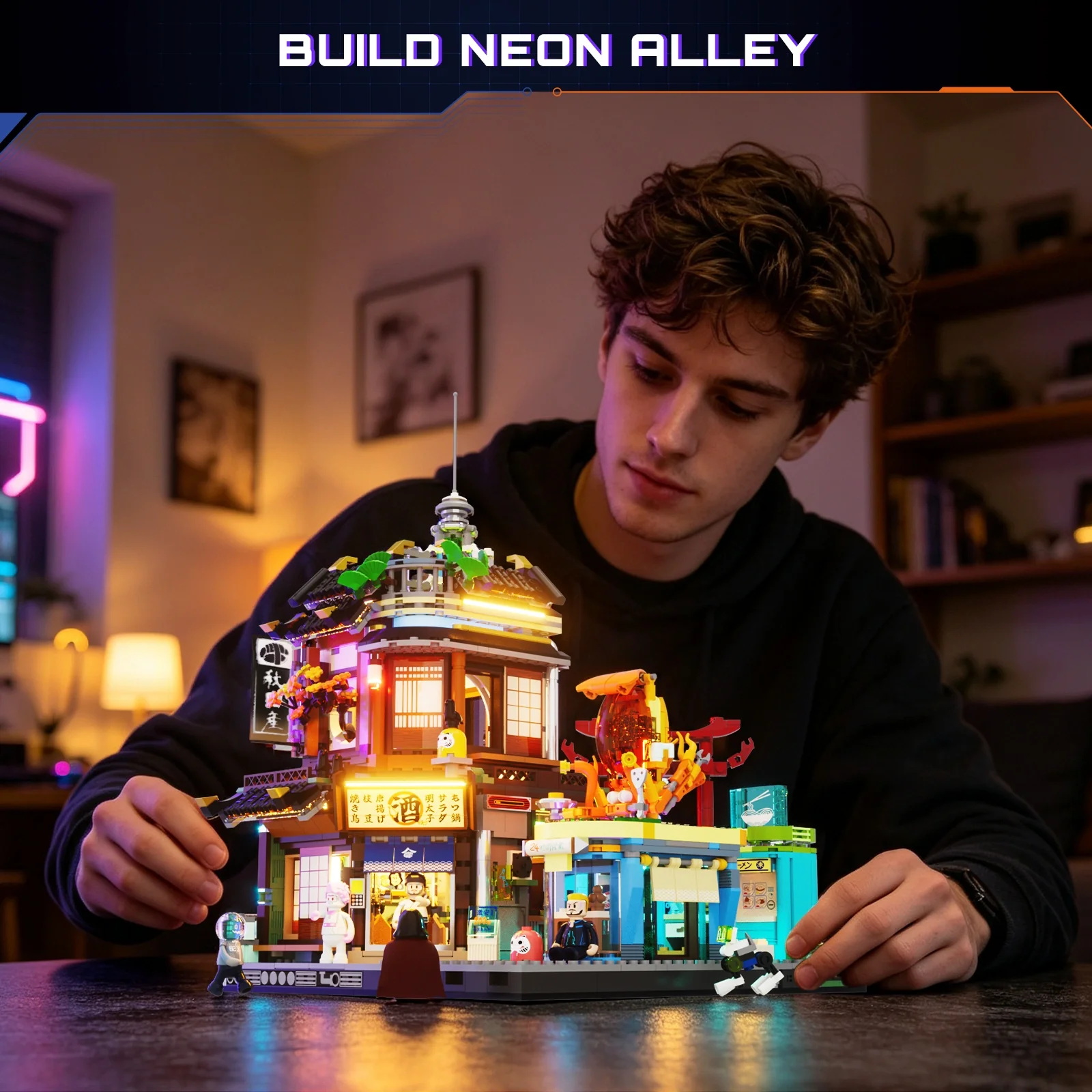 Lumibricks 17004 Cyberpunk Izakaya mit LED | Neon Gasse – Bild 13