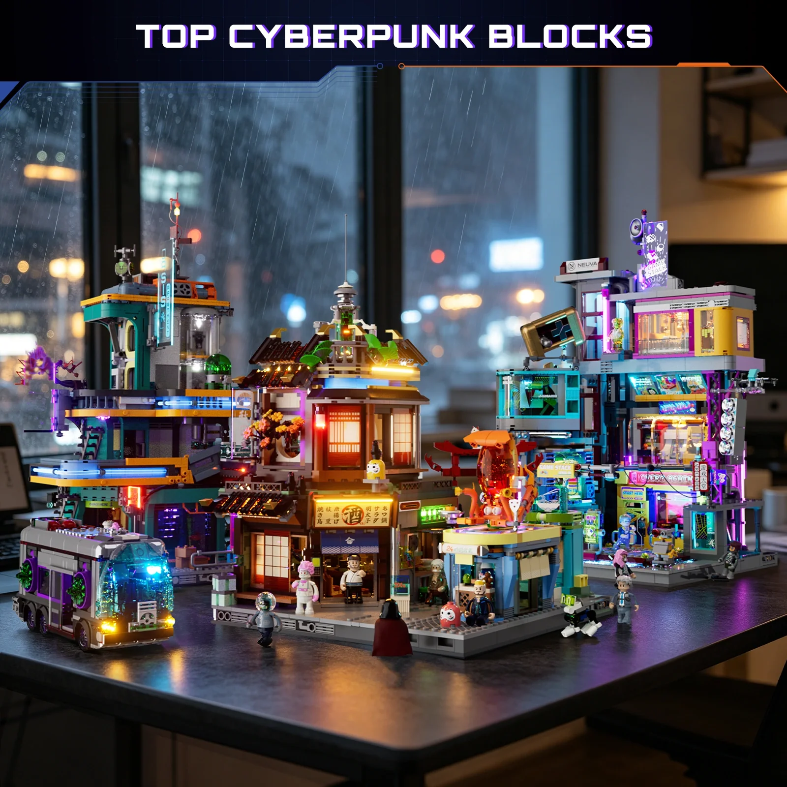 Lumibricks 17004 Cyberpunk Izakaya mit LED | Neon Gasse – Bild 14