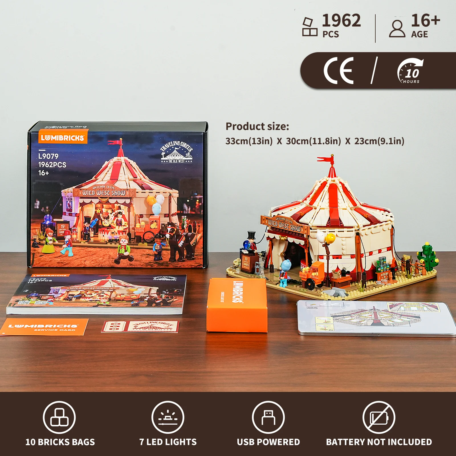 Lumibricks L9079 Western-Wanderzirkus mit LED | 1962 Teile Western – Bild 15