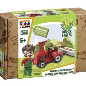 Kiddicraft KC1113 Roter Trecker mit Walze und Mähbalken