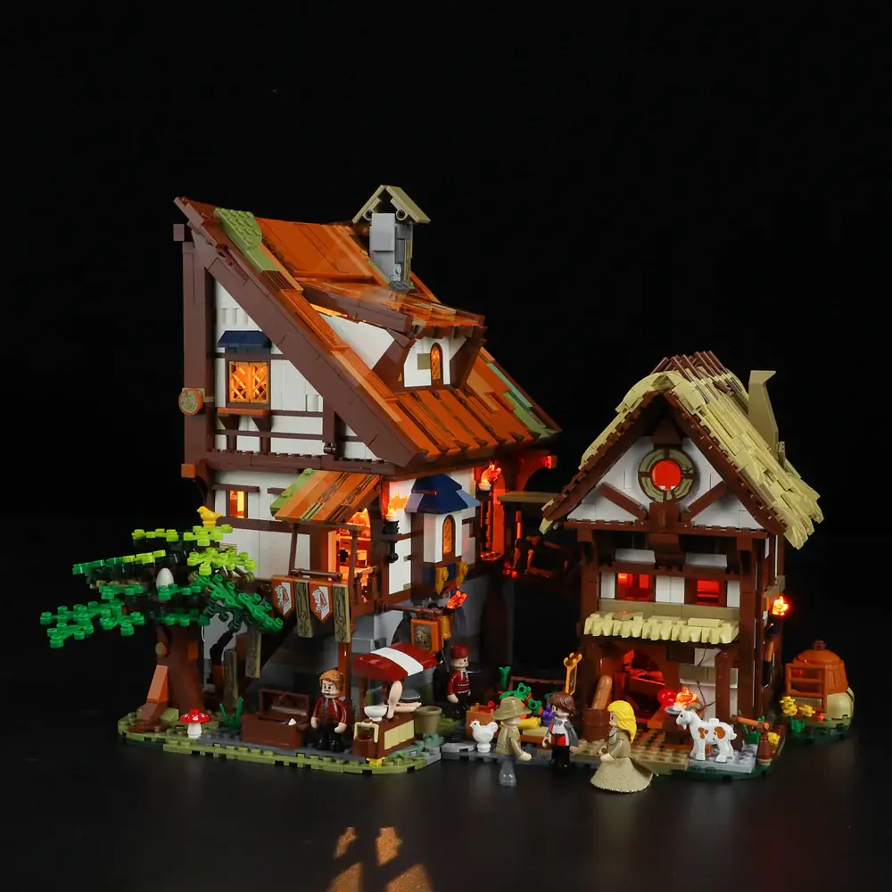 FUNWHOLE Mittelalterlicher Markt mit LED | 2.614 Teile – Bild 2
