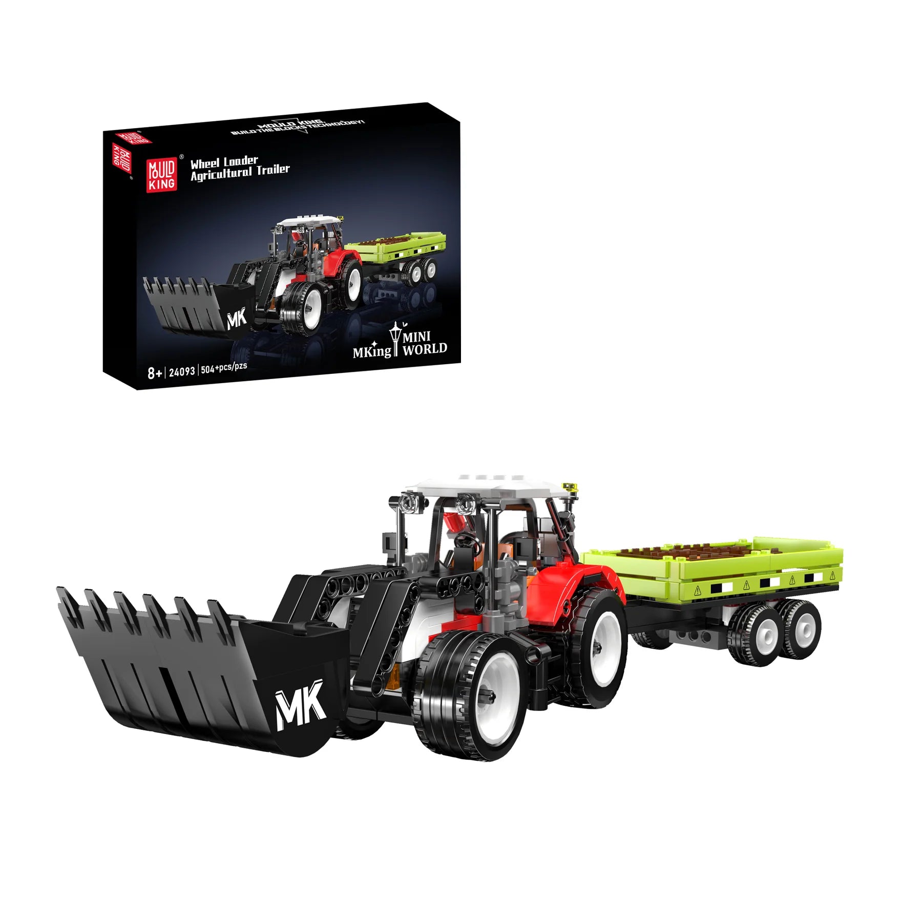 Mould King 24093 Radlader & Landwirtschaftsanhänger Bausatz | 504 Teile