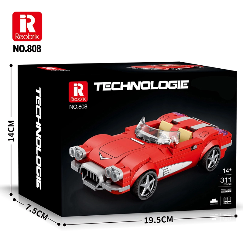 Reobrix 808 Roter Retro-Sportwagen C1 Stil 1:24 | 8 Noppen – Bild 4