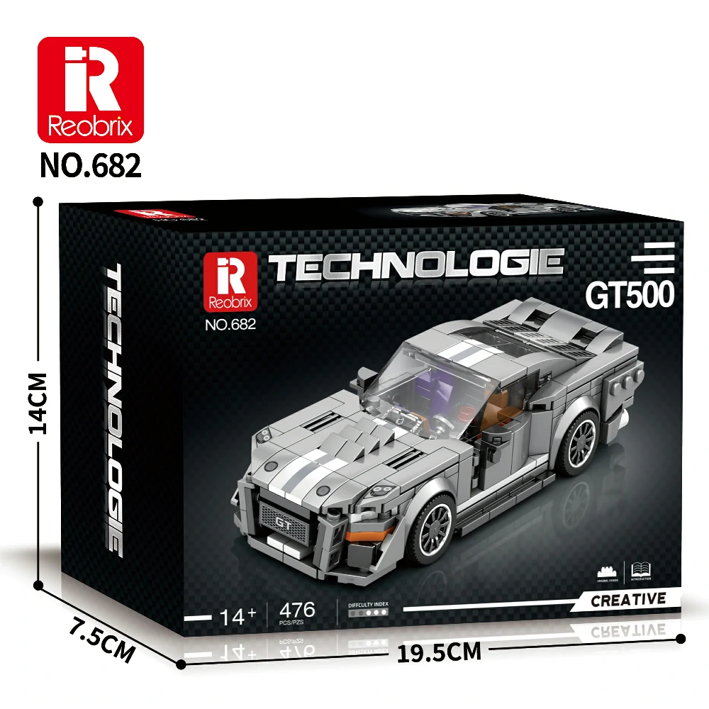 Reobrix Rennwagen Mustang Shelby GT Stil 1:24 | 8 Noppen Auto – Bild 5