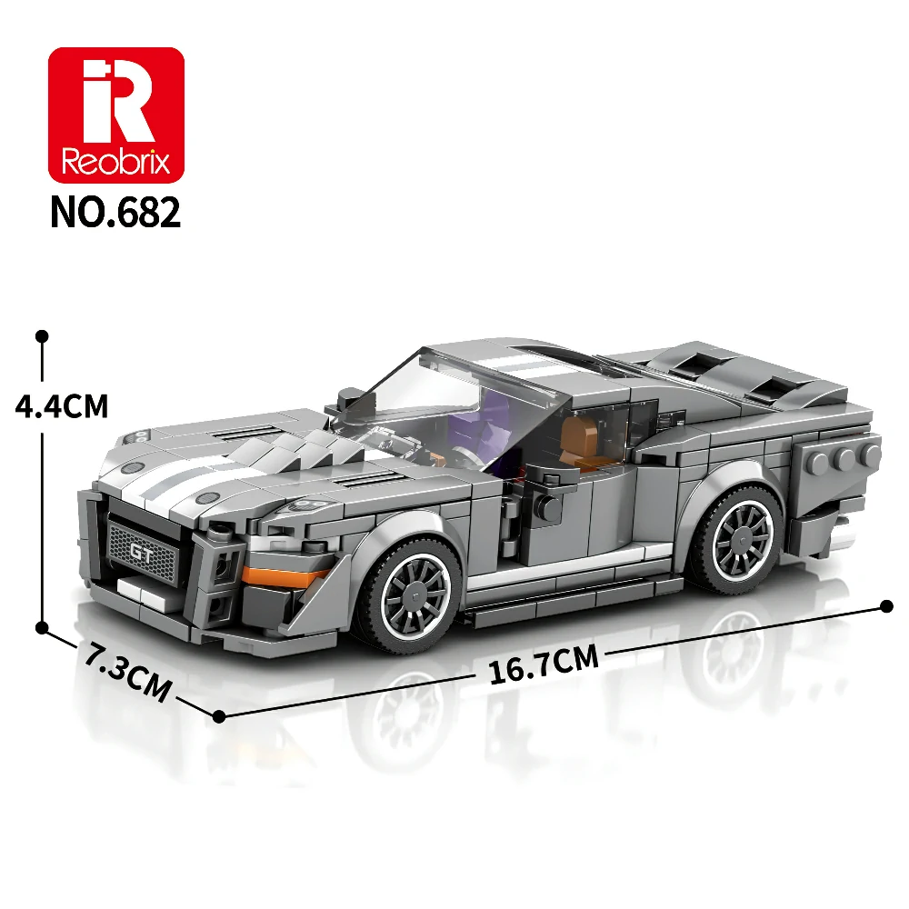 Reobrix Rennwagen Mustang Shelby GT Stil 1:24 | 8 Noppen Auto – Bild 4