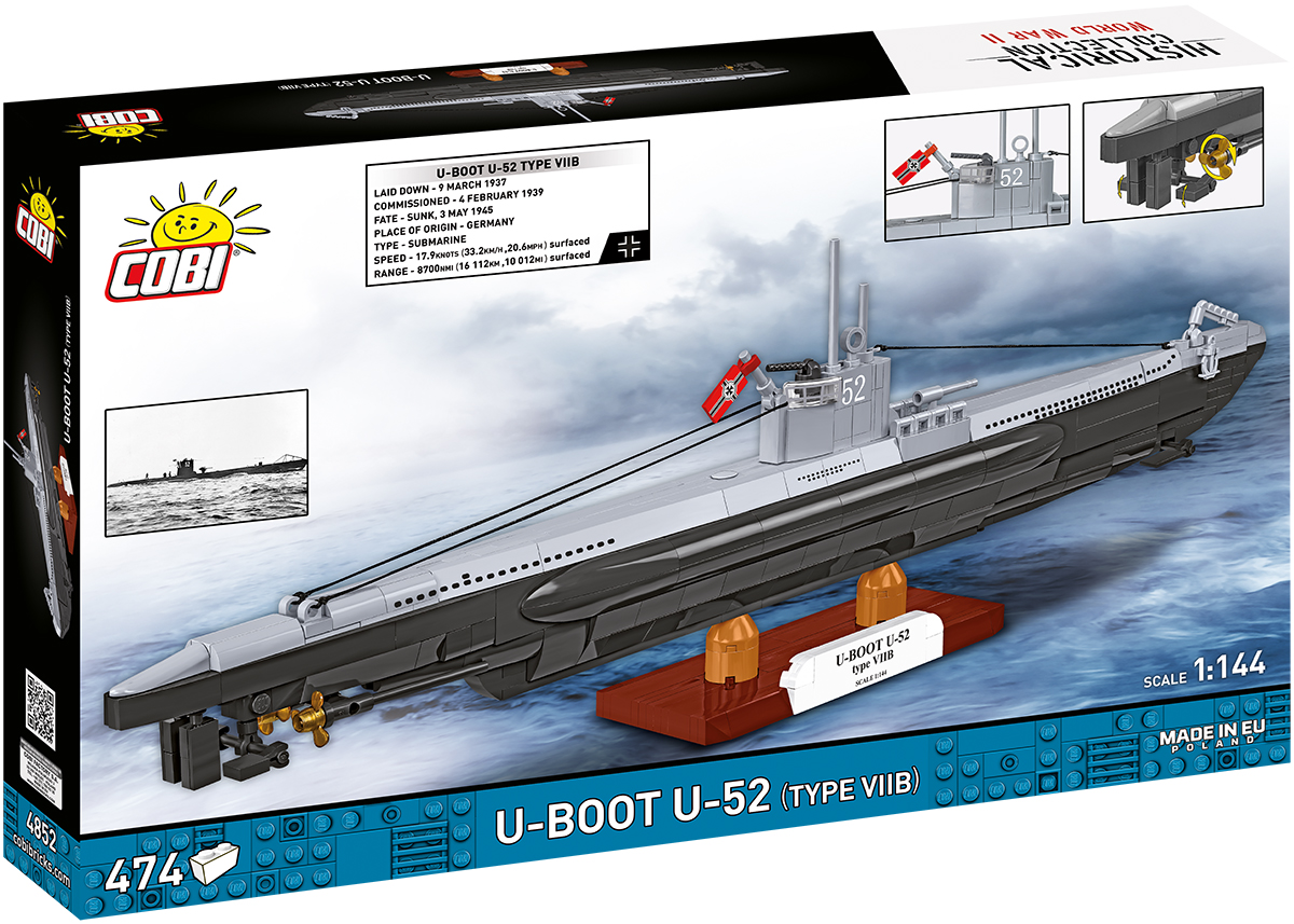 COBI 4852 U-Boot Typ VIIB U-52 1:144 | WWII 474 Teile – Bild 2