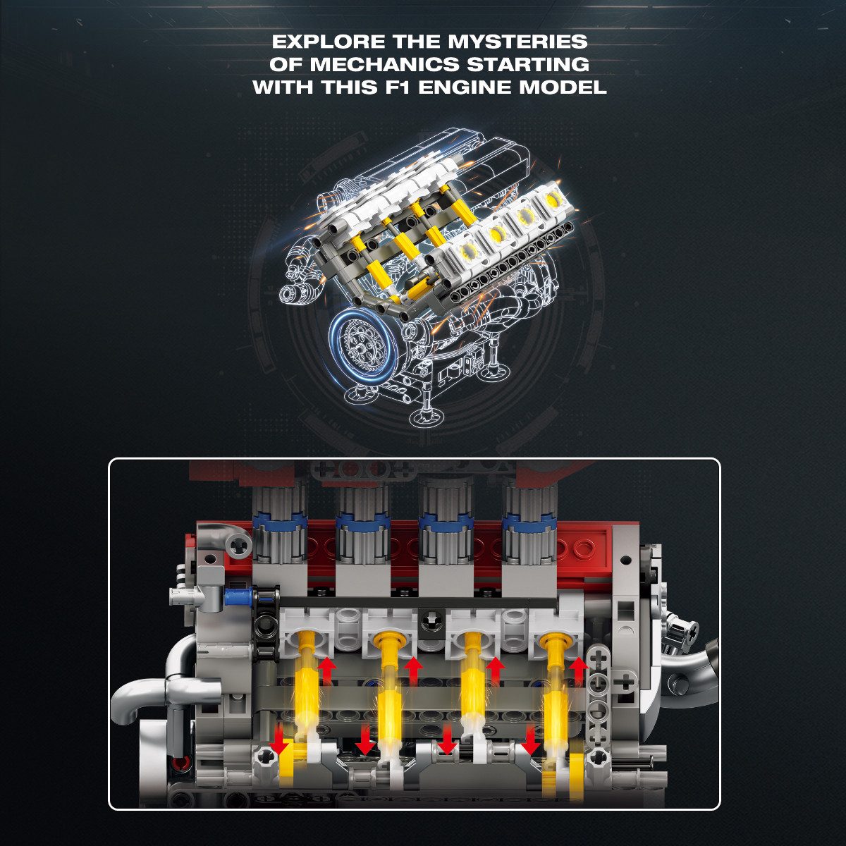 Reobrix 33015 F1 Racing Engine | Formel 1 Rennmotor 1101 Teile – Bild 4