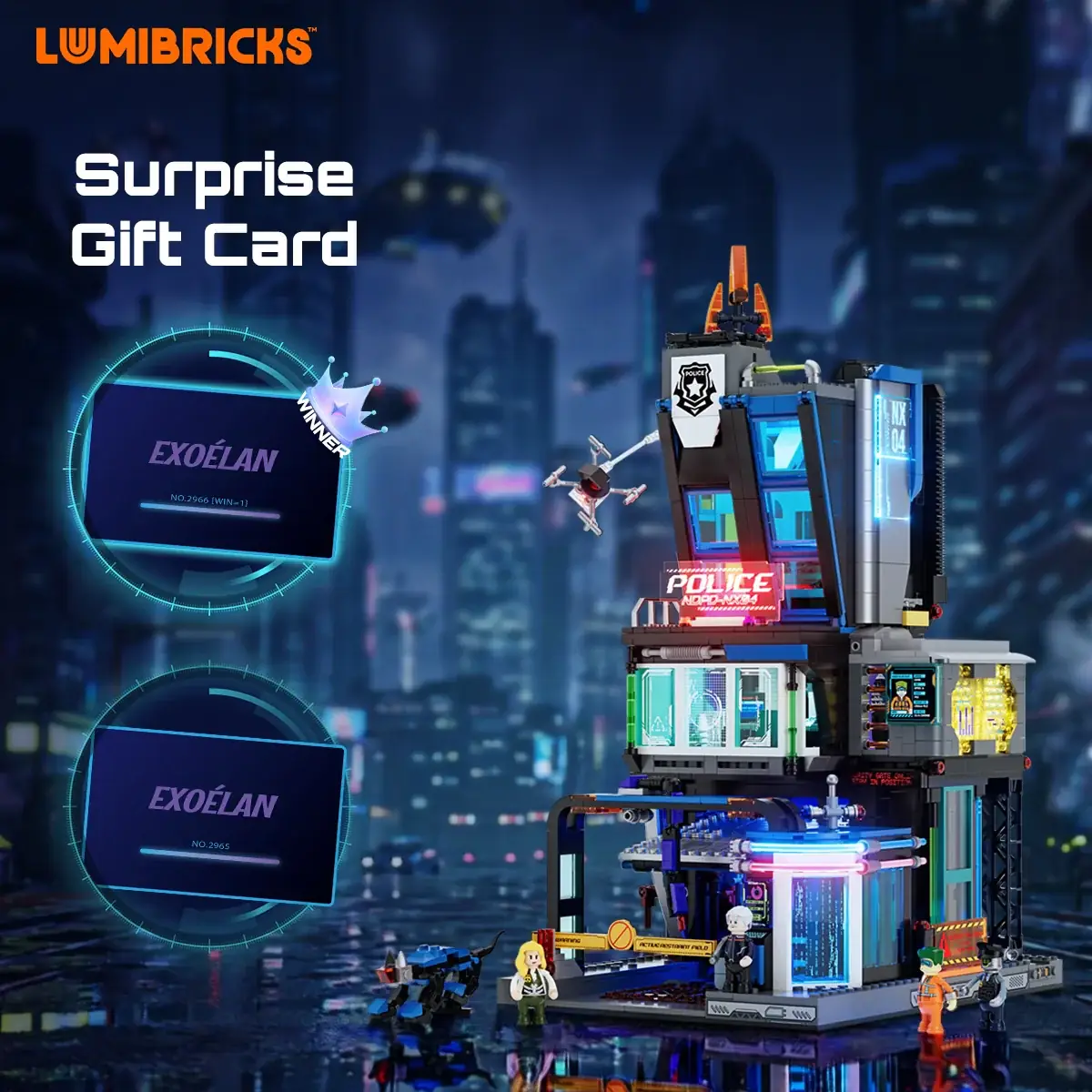 Lumibricks 17009 Cyberpunk Police HQ mit LED | 1716 Teile – Bild 14
