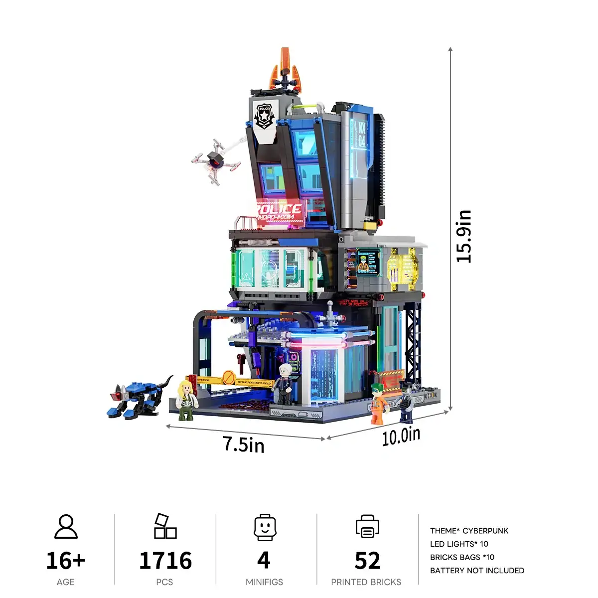 Lumibricks 17009 Cyberpunk Police HQ mit LED | 1716 Teile – Bild 15