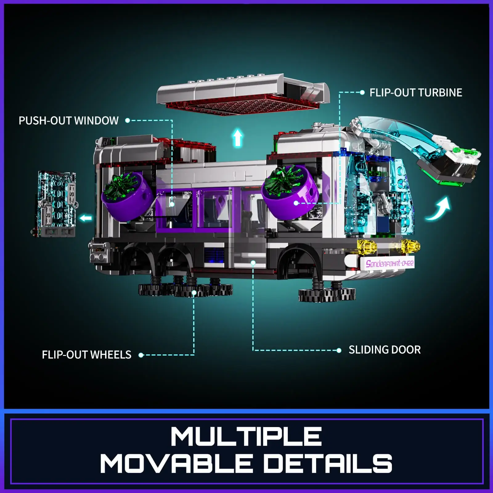 Lumibricks 17003 Future Bus mit LED | 605 Teile Cyberpunk – Bild 6