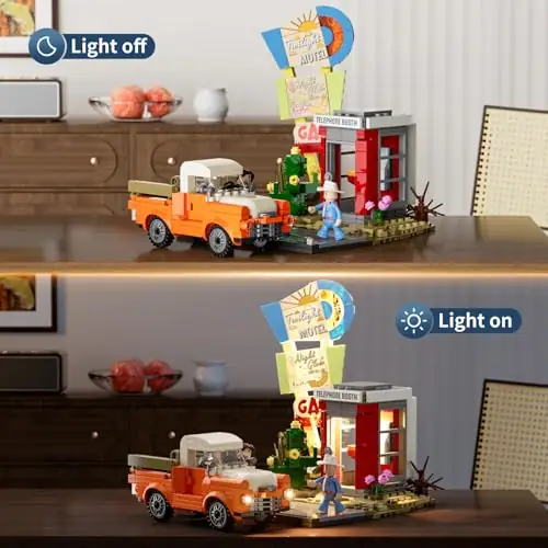 Lumibricks L9082 Sunset StopOver mit LED | 455 Teile 70s Highway – Bild 2