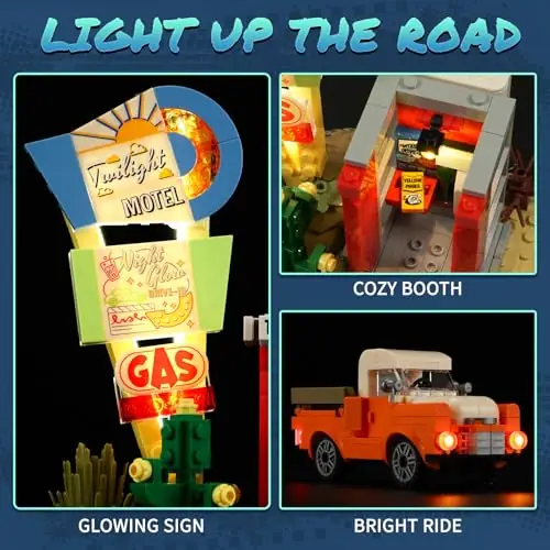 Lumibricks L9082 Sunset StopOver mit LED | 455 Teile 70s Highway – Bild 3