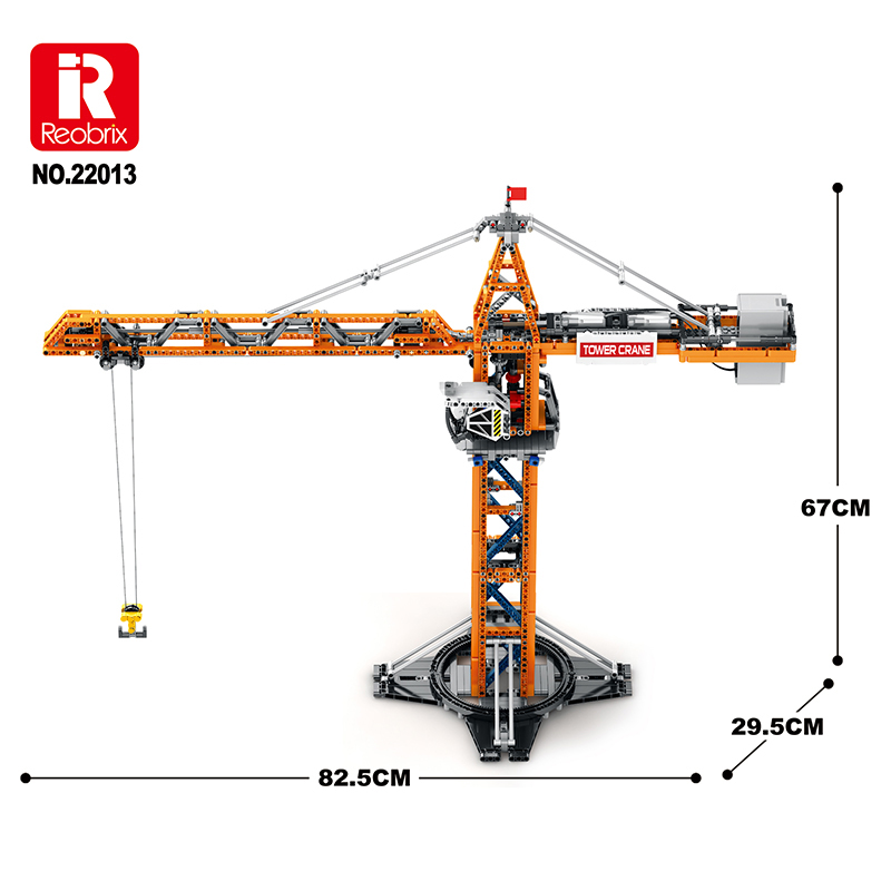 Reobrix 22013 RC Turmdrehkran mit Motoren | Technic 1288 Teile – Bild 7