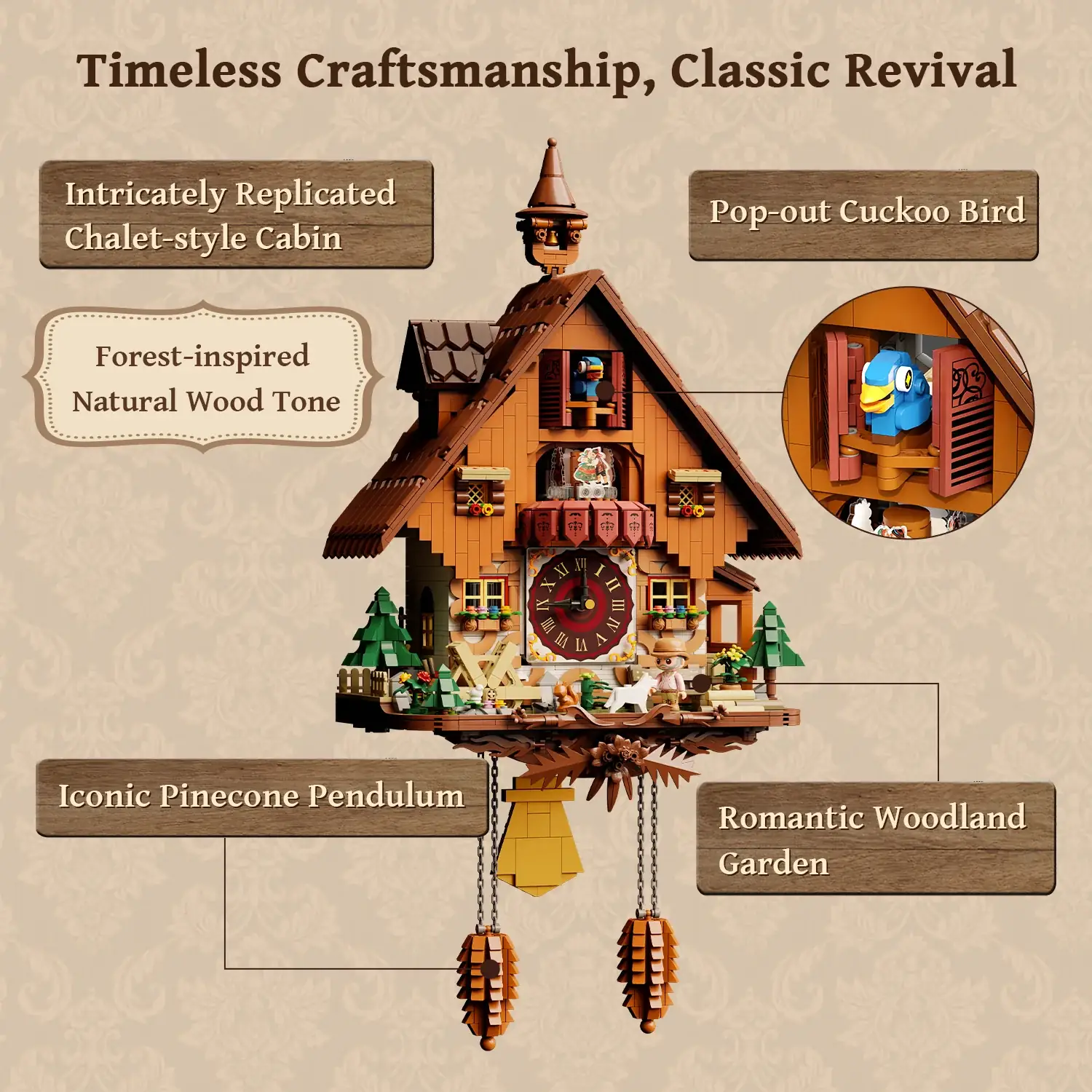 Pantasy 85027 Cuckoo Clock Kuckucksuhr | 2163 Teile mit Quarzwerk – Bild 7