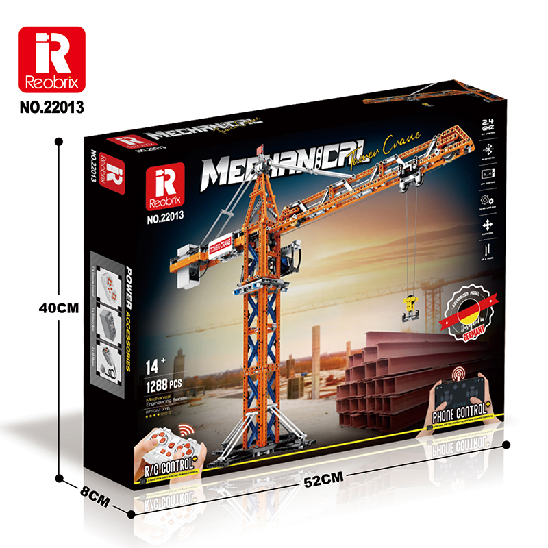 Reobrix 22013 RC Turmdrehkran mit Motoren | Technic 1288 Teile – Bild 8