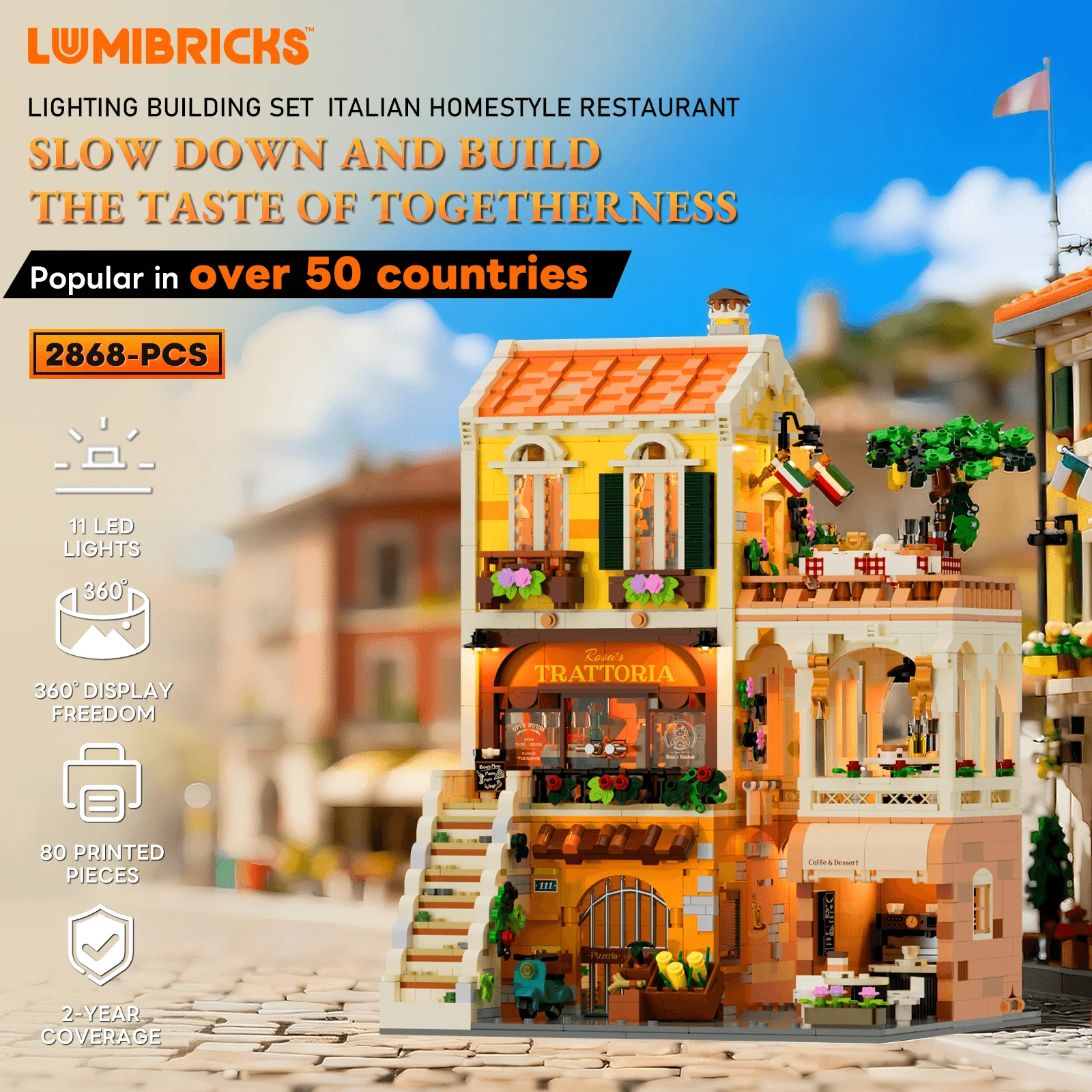 Lumibricks 15010 Italian Homestyle Restaurant mit LED | 2868 Teile