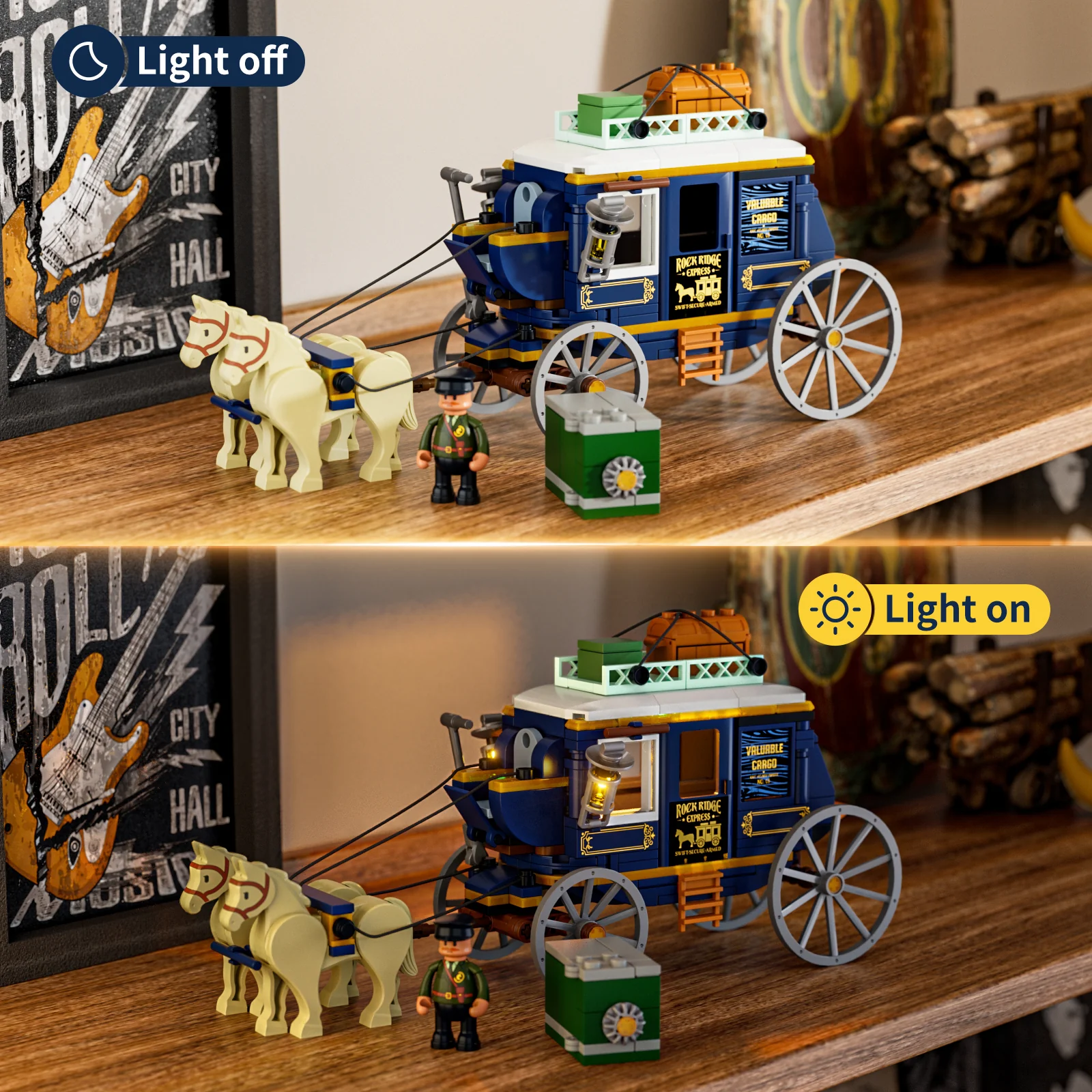 Lumibricks L9099 Schatzpostkutsche mit LED | 309 Teile Western – Bild 6