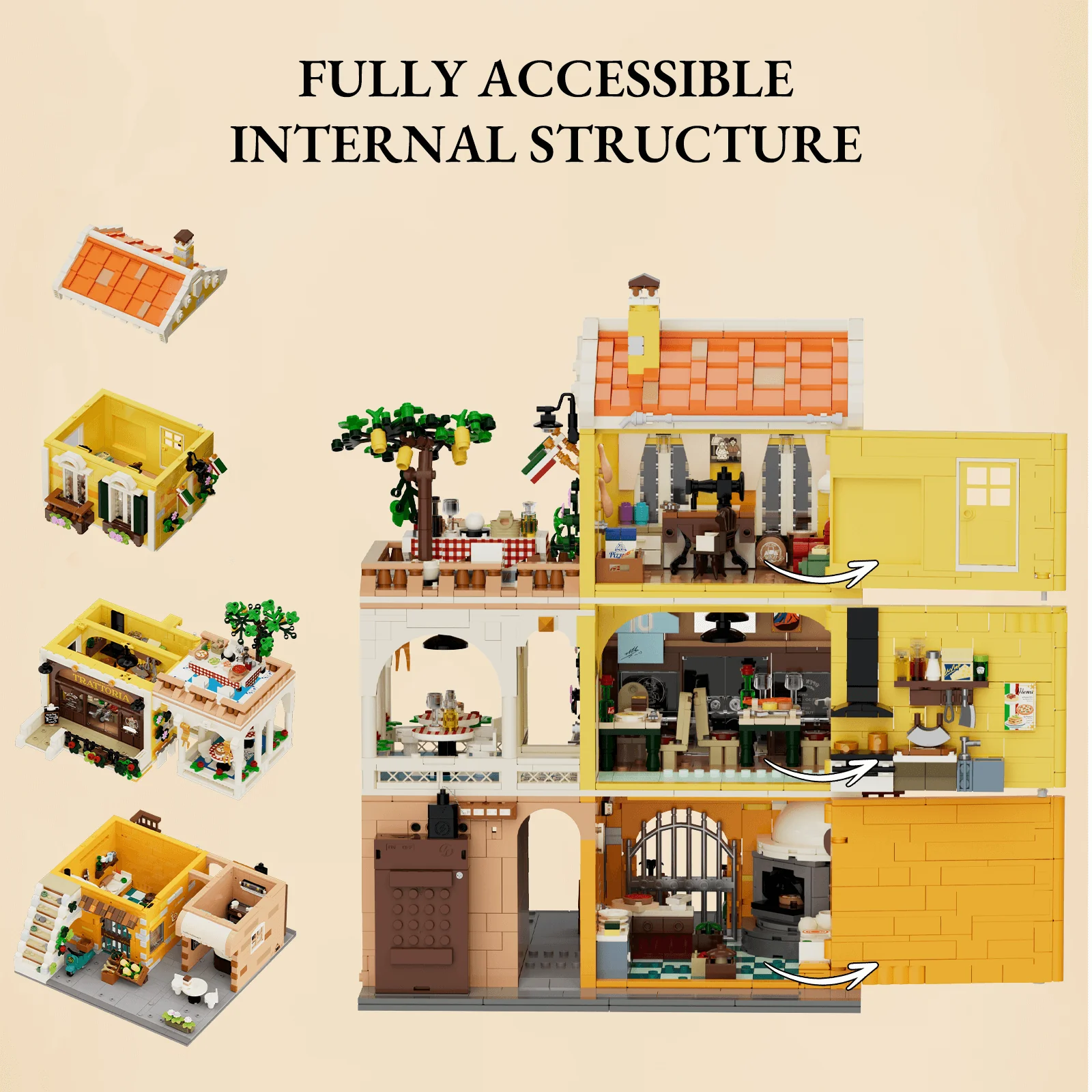 Lumibricks 15010 Italian Homestyle Restaurant mit LED | 2868 Teile – Bild 6