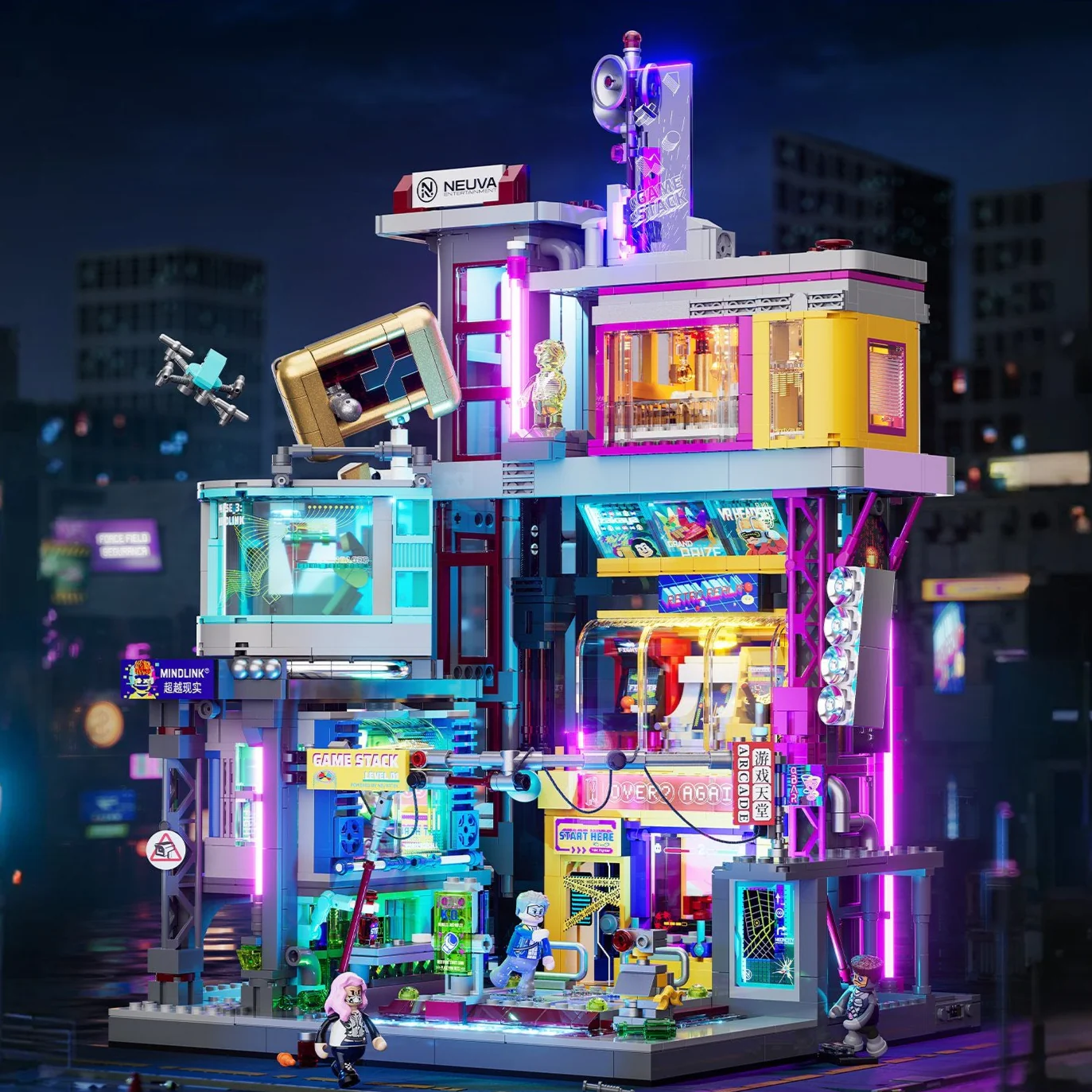 Lumibricks 17005 Cyberpunk Arcade Game Stack | 2580 Teile LED – Bild 3
