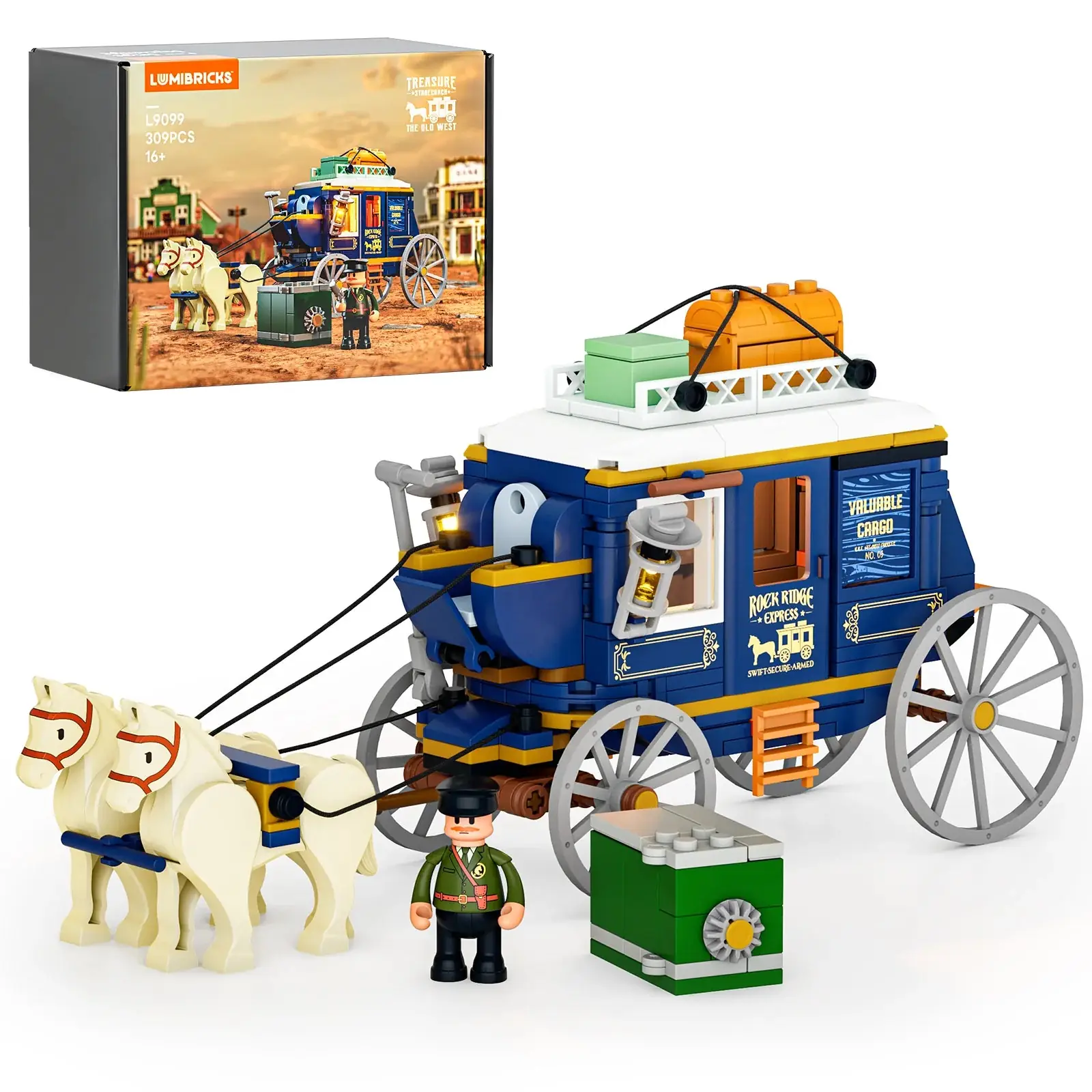 Lumibricks L9099 Schatzpostkutsche mit LED | 309 Teile Western