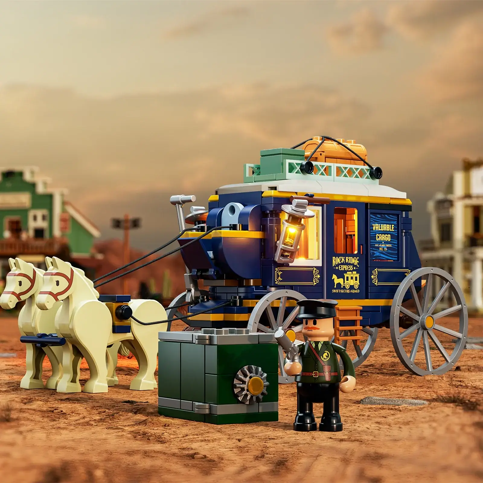 Lumibricks L9099 Schatzpostkutsche mit LED | 309 Teile Western – Bild 2