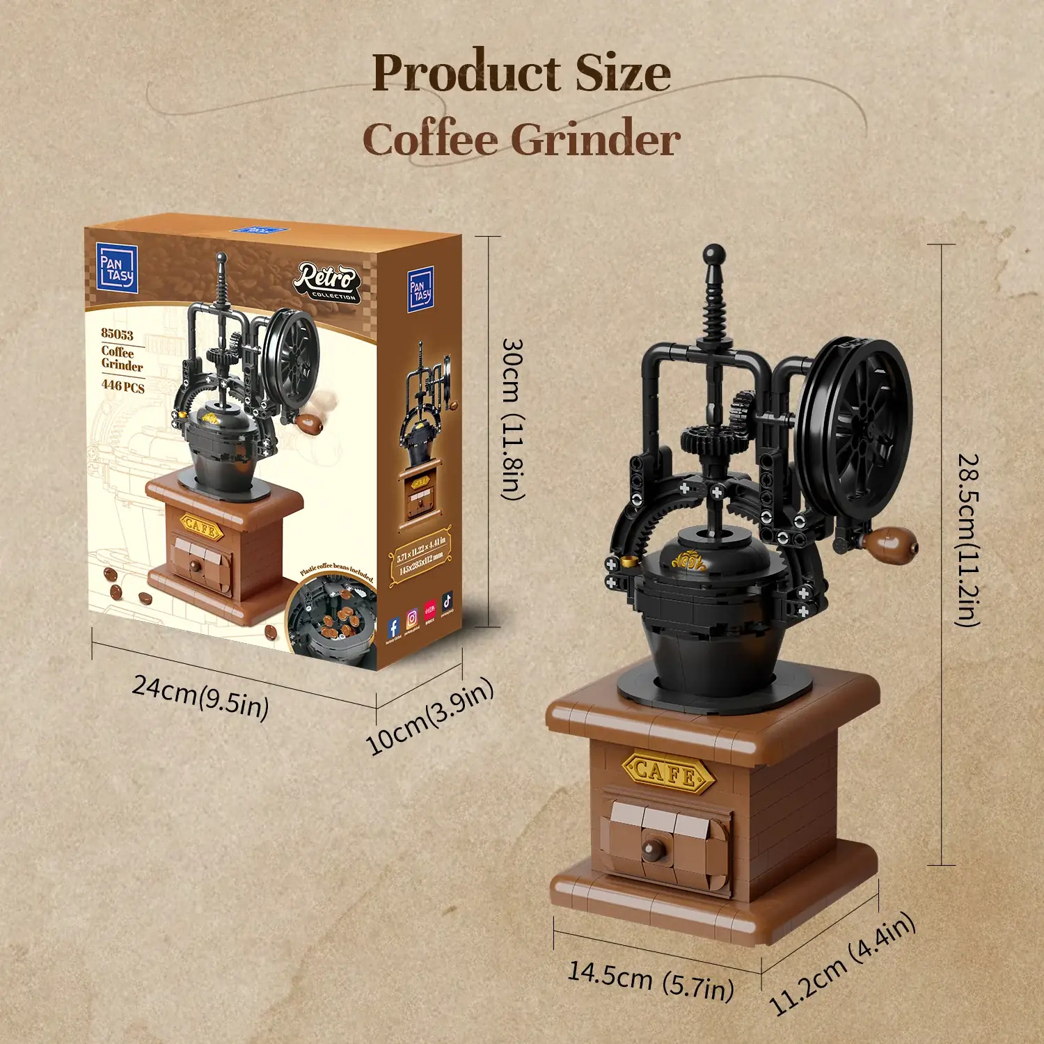 Pantasy 85053 Kaffeemühle Coffee Grinder | 446 Teile Retro – Bild 8