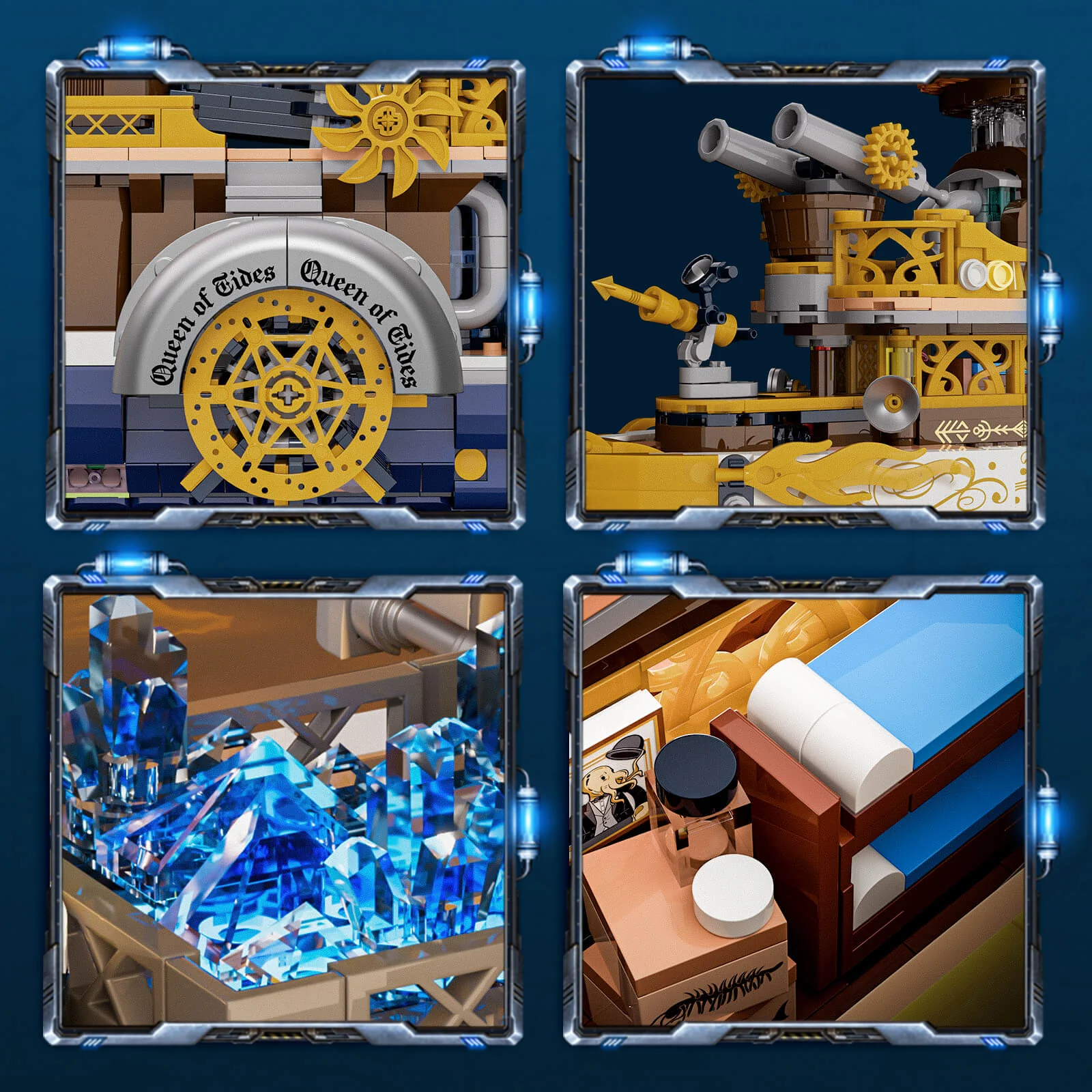 Lumibricks L9106 Steampunk Dampfschiff | Schaufelraddampfer 21 LEDs – Bild 12
