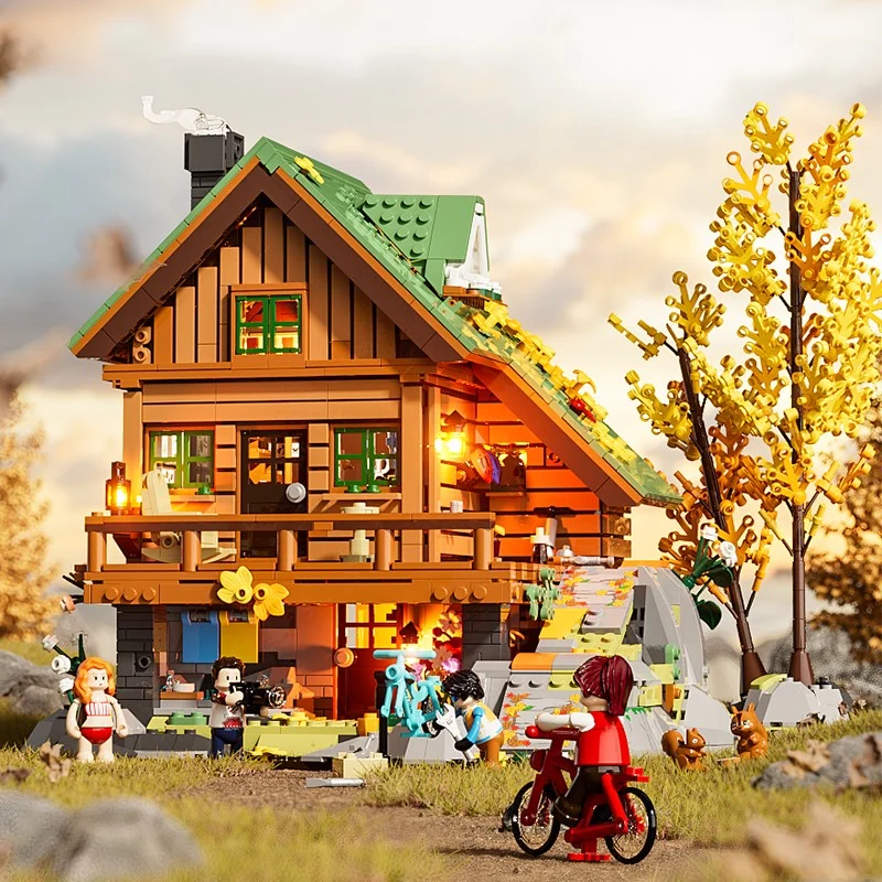 Lumibricks 10007 Mountain Cabin mit LED | Herbst Bauset – Bild 7