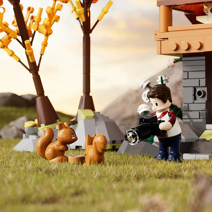 Lumibricks 10007 Mountain Cabin mit LED | Herbst Bauset – Bild 11