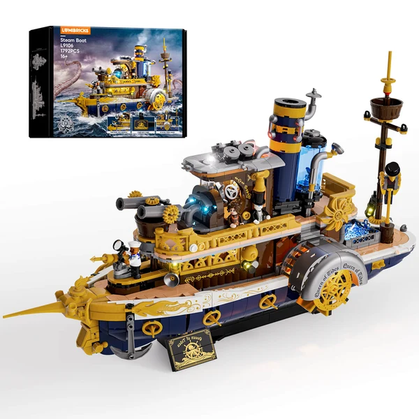 Lumibricks L9106 Steampunk Dampfschiff | Schaufelraddampfer 21 LEDs