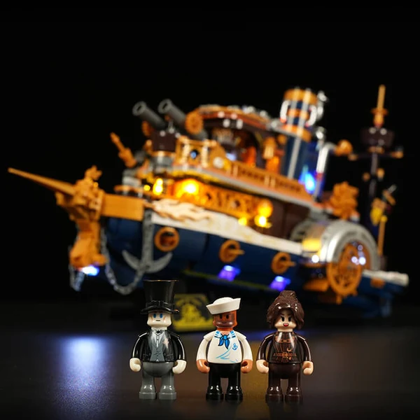 Lumibricks L9106 Steampunk Dampfschiff | Schaufelraddampfer 21 LEDs – Bild 3