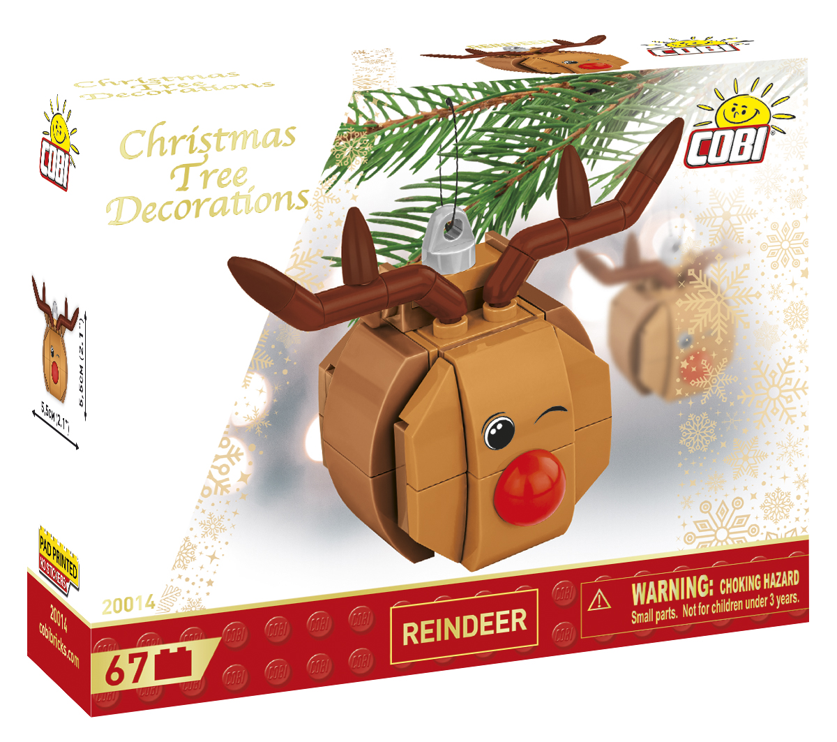 COBI 20014 Christbaumschmuck Rentier mit der roten Nase | Weihnachtsanhänger